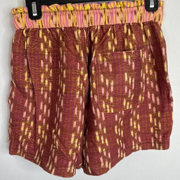 Aerie Jacquard Paperbag Waist Yellow Shock Brown Tassel Front Short SMALL NWT - Picture 7 of 10